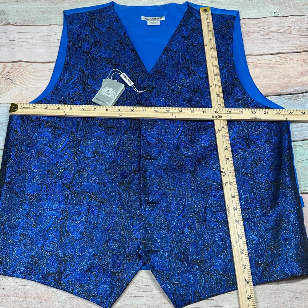 Daniel Ellissa Blue Black Metallic Paisley Vest Large MSRP $80.00 - Picture 5 of 7